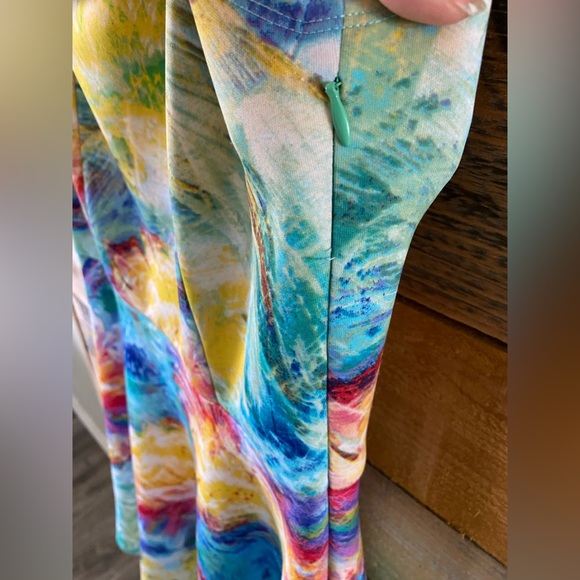 Off the Shoulder Coloful Floral Spring Summer Dress Size 12 - Picture 9 of 9